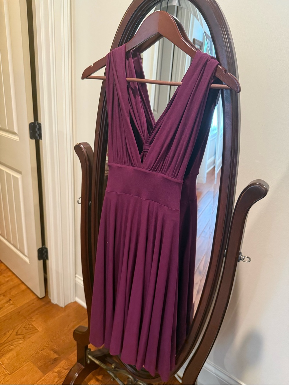 NWT White House Black Market Genius Convertible Fit & Flare Maroon Dress, Size 0